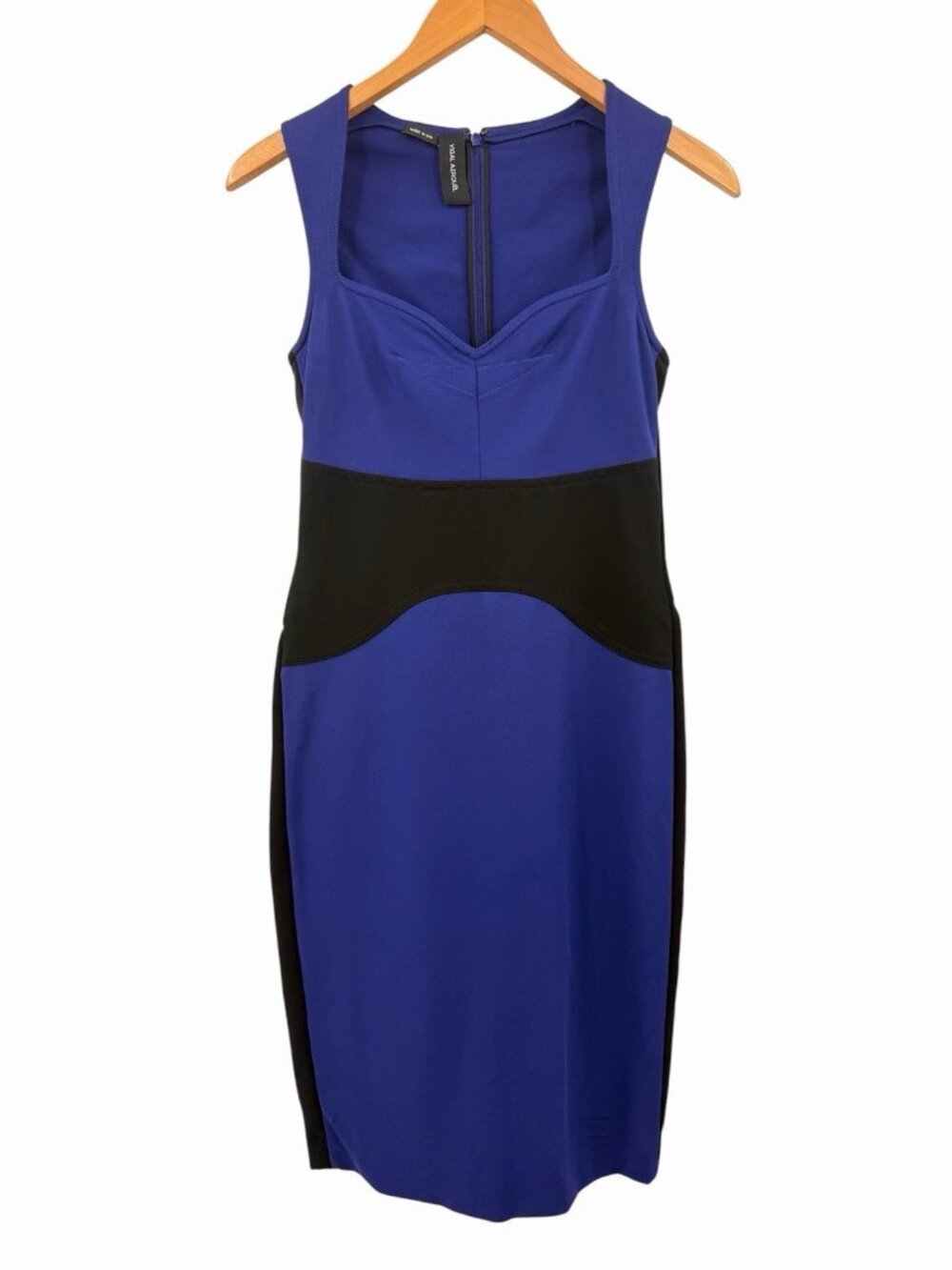 YIGAL AZROUEL Women’s Deep Blue Black Color Block Sleeveless Sheath Dress Sz 10